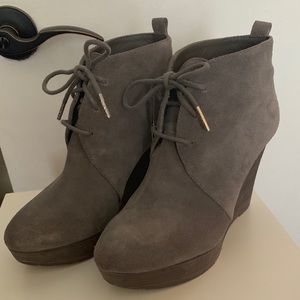 Michael Kors gray suede wedge booties